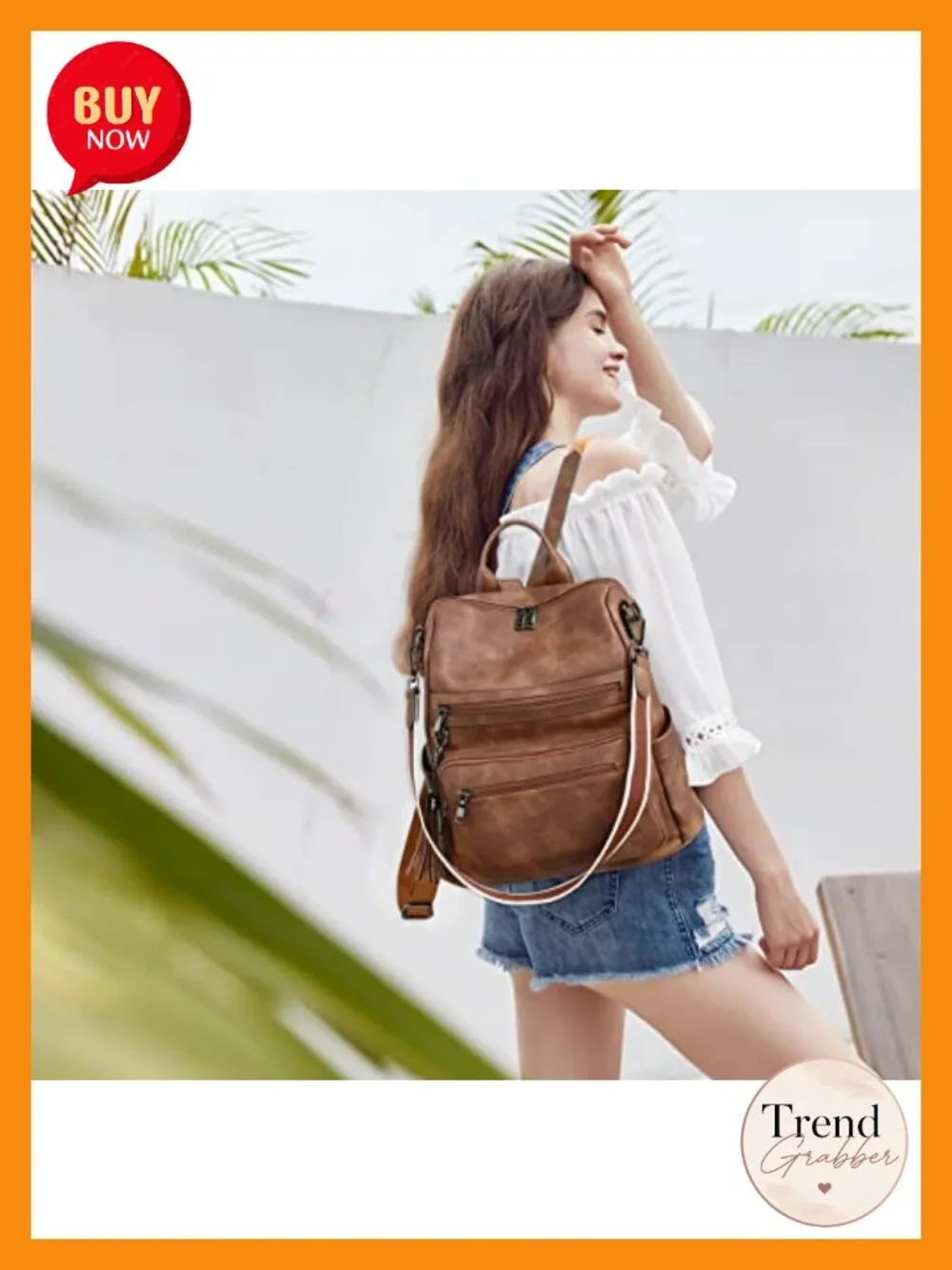Vegan Leather Travel Backpack Purse with Tassel - Large College Shoulder Bag